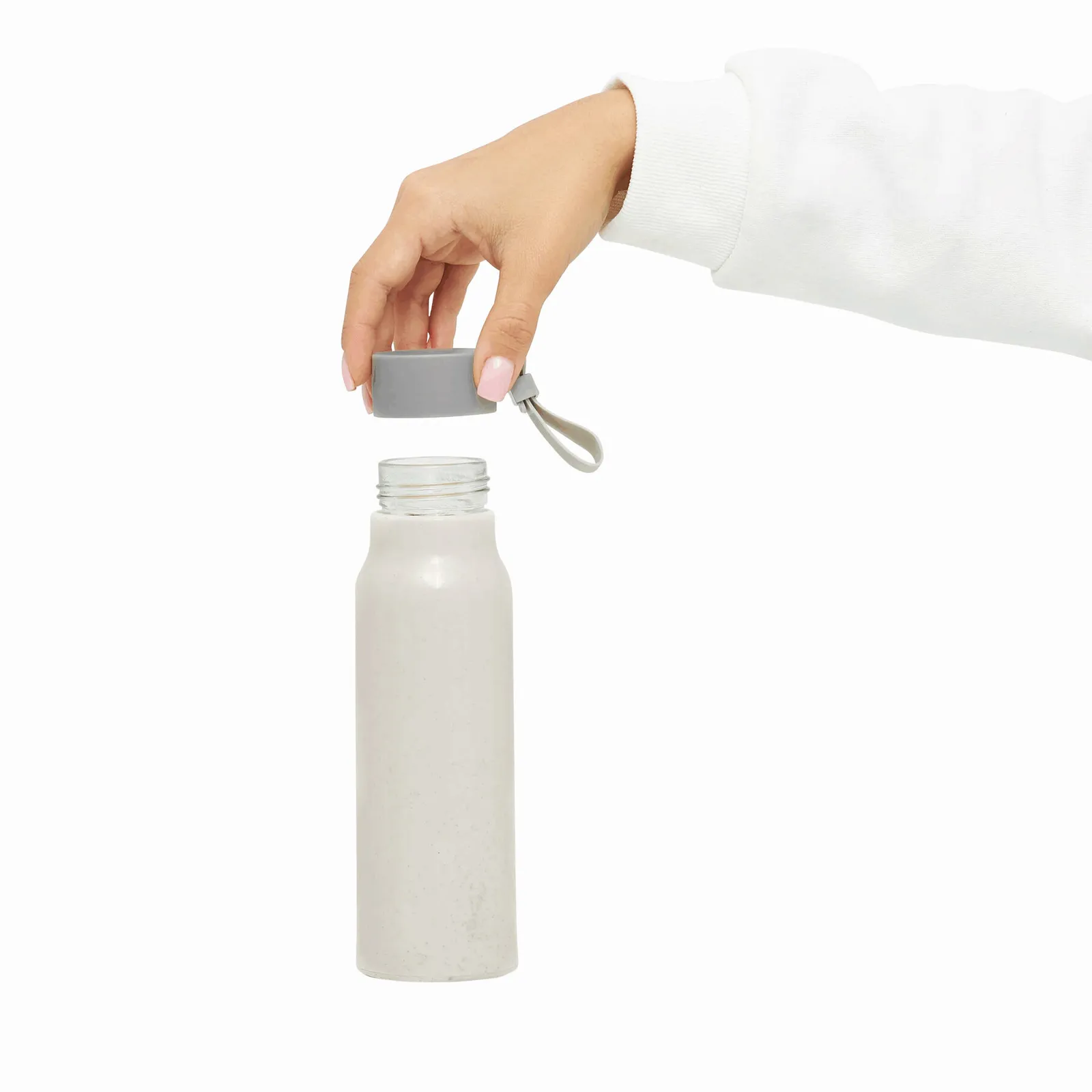 MECOZI DRINK - Glas-Trinkflasche mit Ummantelung, beige – Bild 8