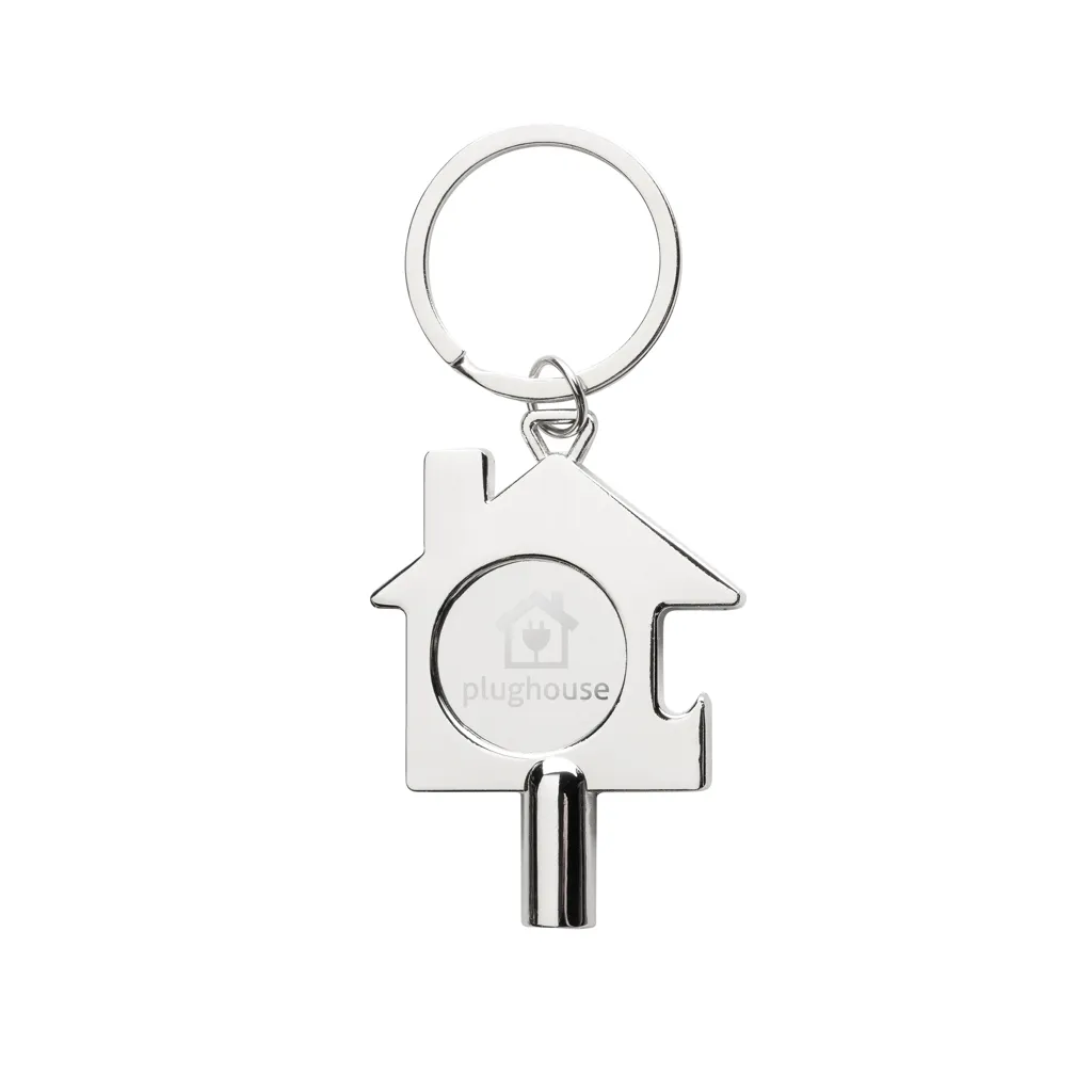 3-in-1 Schlüsselring aus RCS rec. Zinklegierung, silber – Bild 11