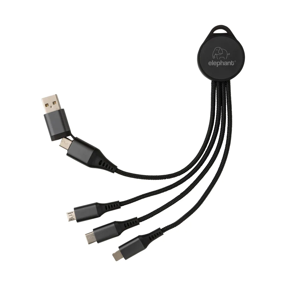 Terra 6-in-1-Ladekabel aus RCS recyceltem Aluminium, grau – Bild 3