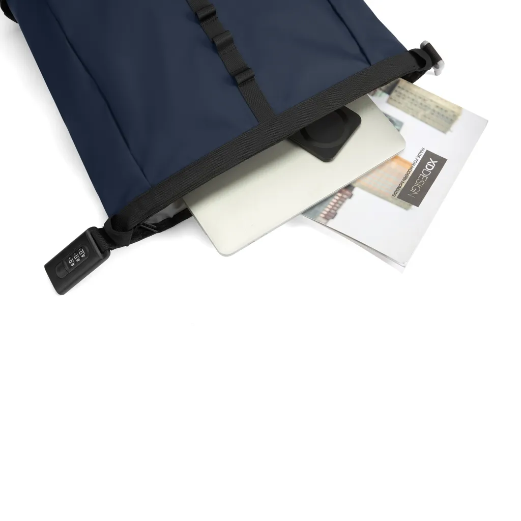 Urban wasserabweisender Anti-Diebstahl Rucksack, navy blau – Bild 17