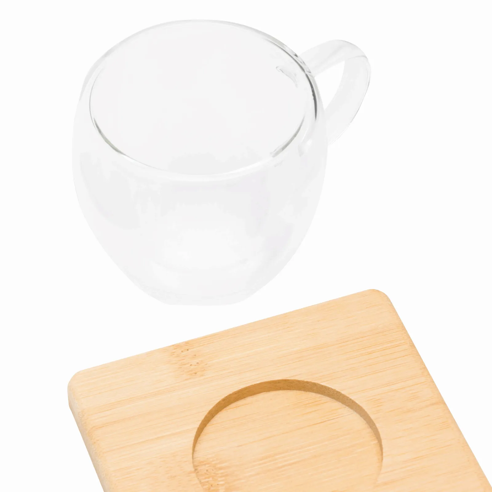 BAMBOO DUO - Glastassen-Set braun, transparent, braun, transparent – Bild 4