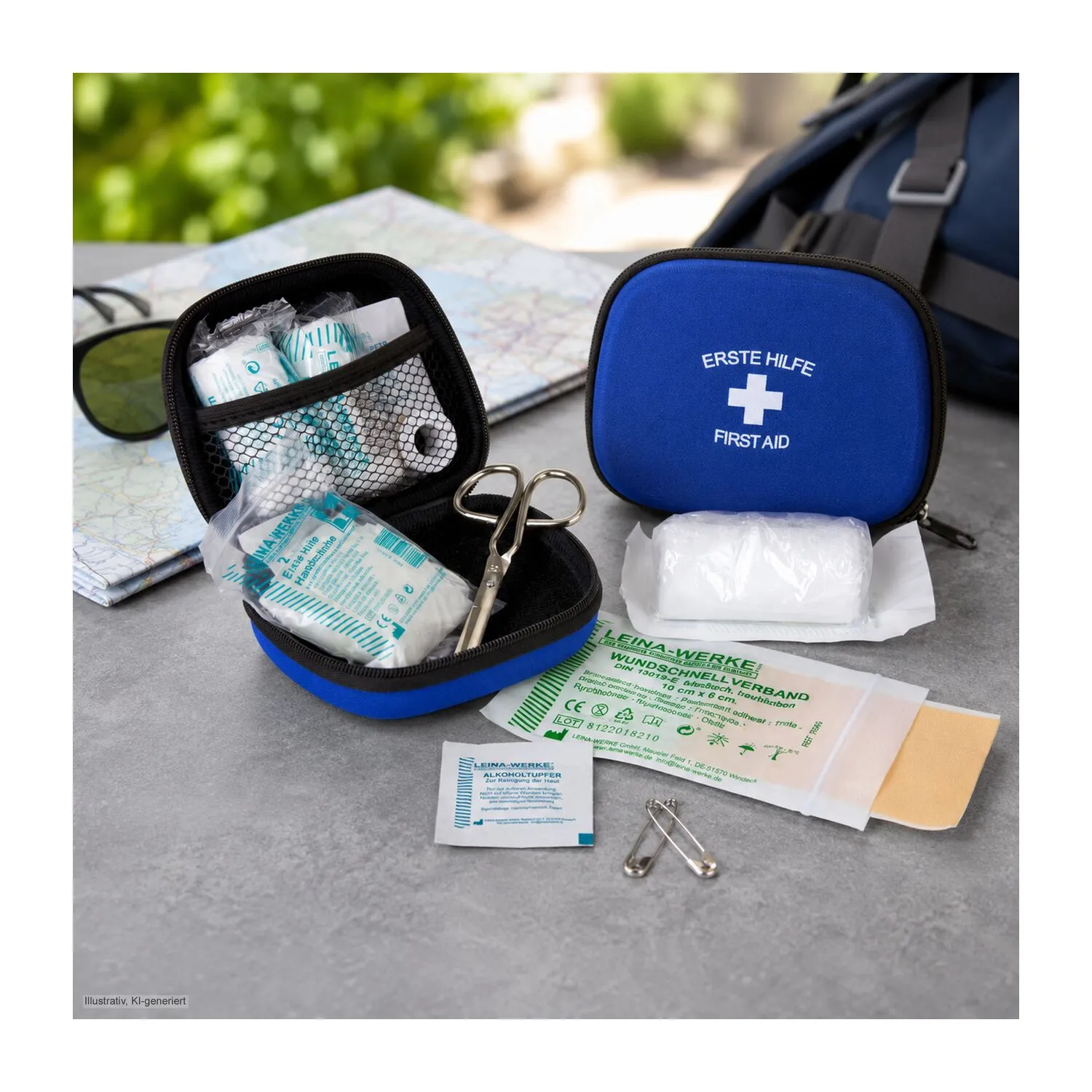 First Aid Kit - Erste Hilfe Set, 12-teilig, deutsche Markenware, blau – Bild 3