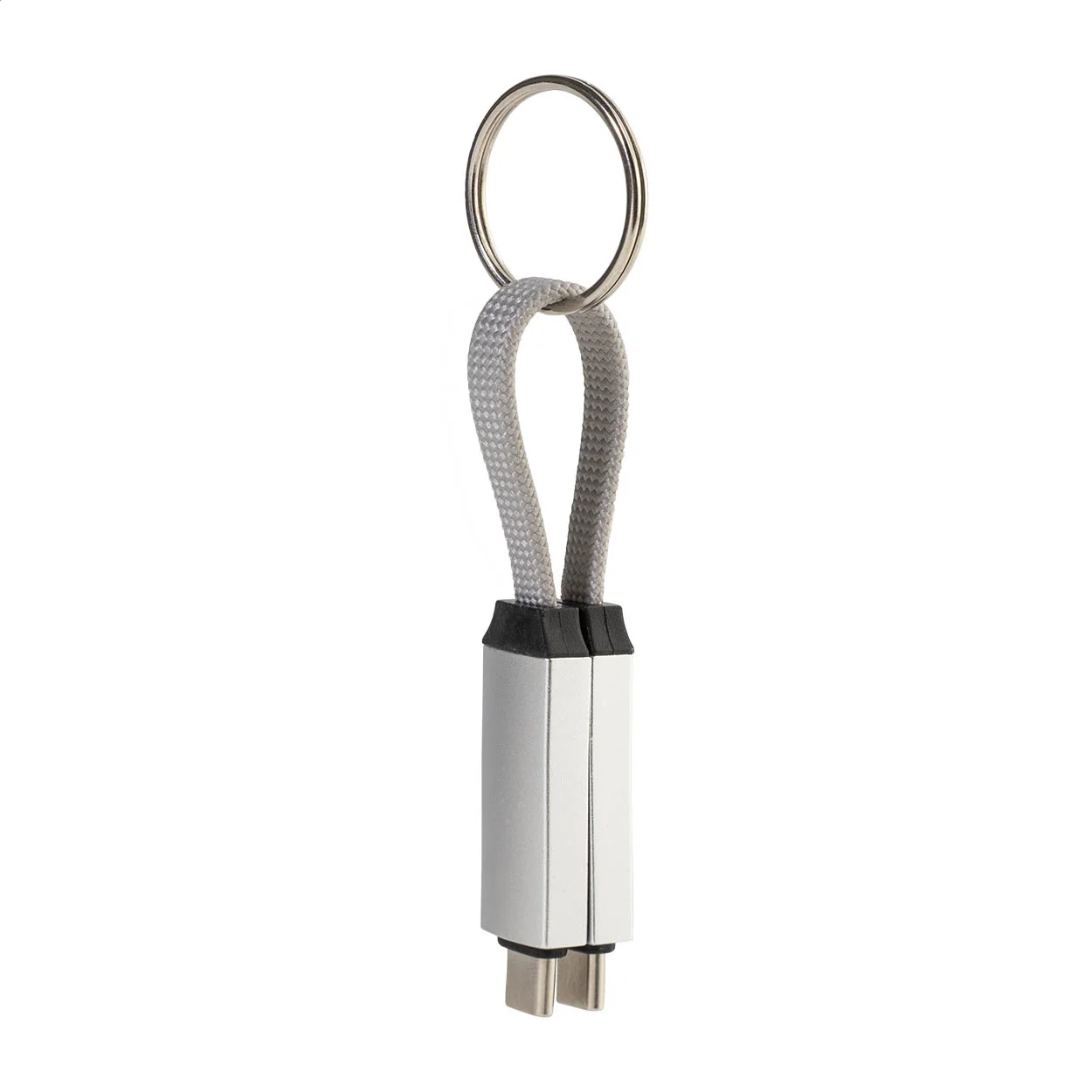 Schlüsselanhänger Keycab mit 60W USB-C-Kabel, silber – Bild 2