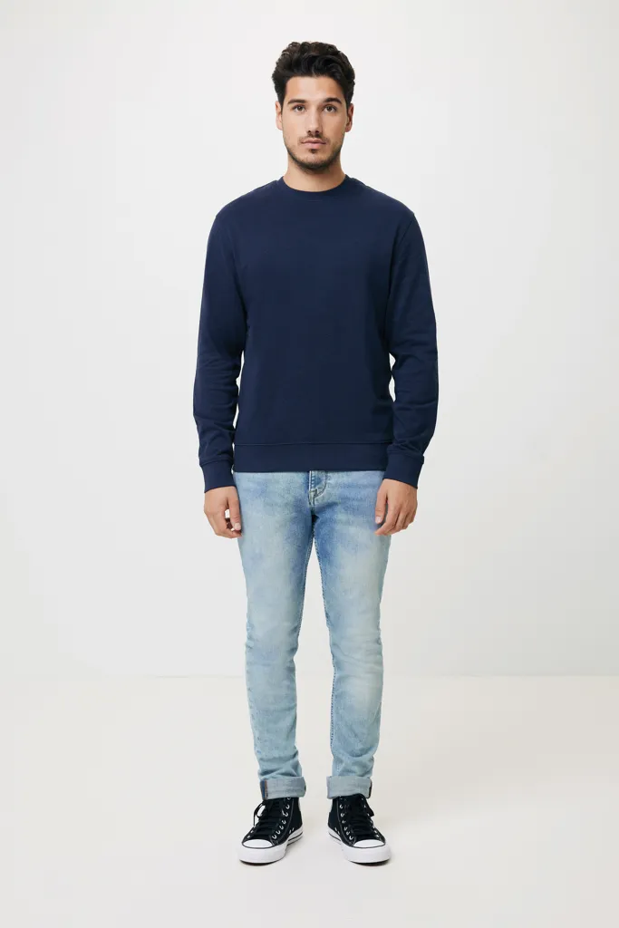 IQONIQ Zion Rundhals-Sweater aus recycelter Baumwolle, navy blau – Bild 5