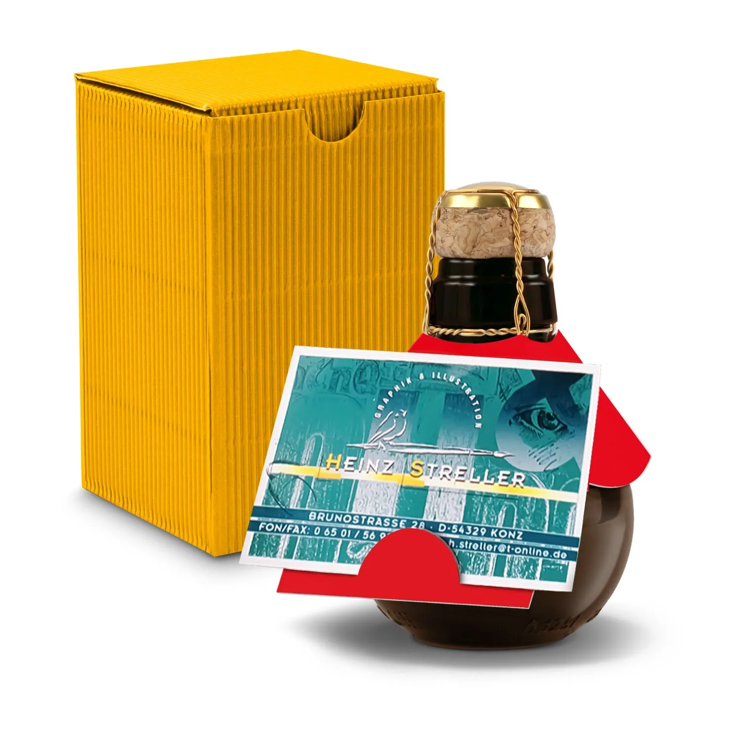 Kleinste Sektflasche der Welt! Visitenkarteneinschub - Inklusive Geschenkkarton, 125 ml