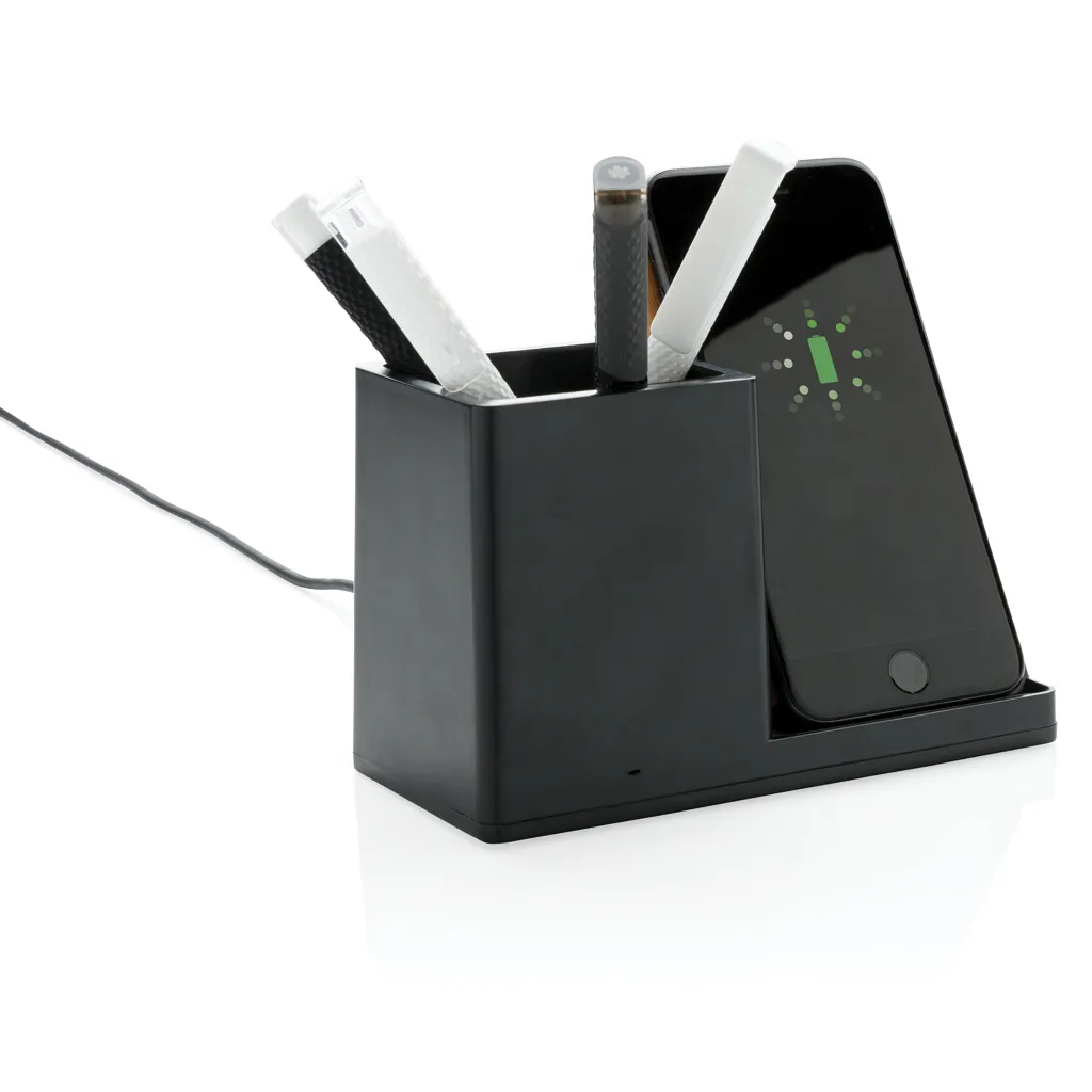 Ontario 10W Wireless Charger aus Bambus und RCS Kunststoff, schwarz – Bild 2