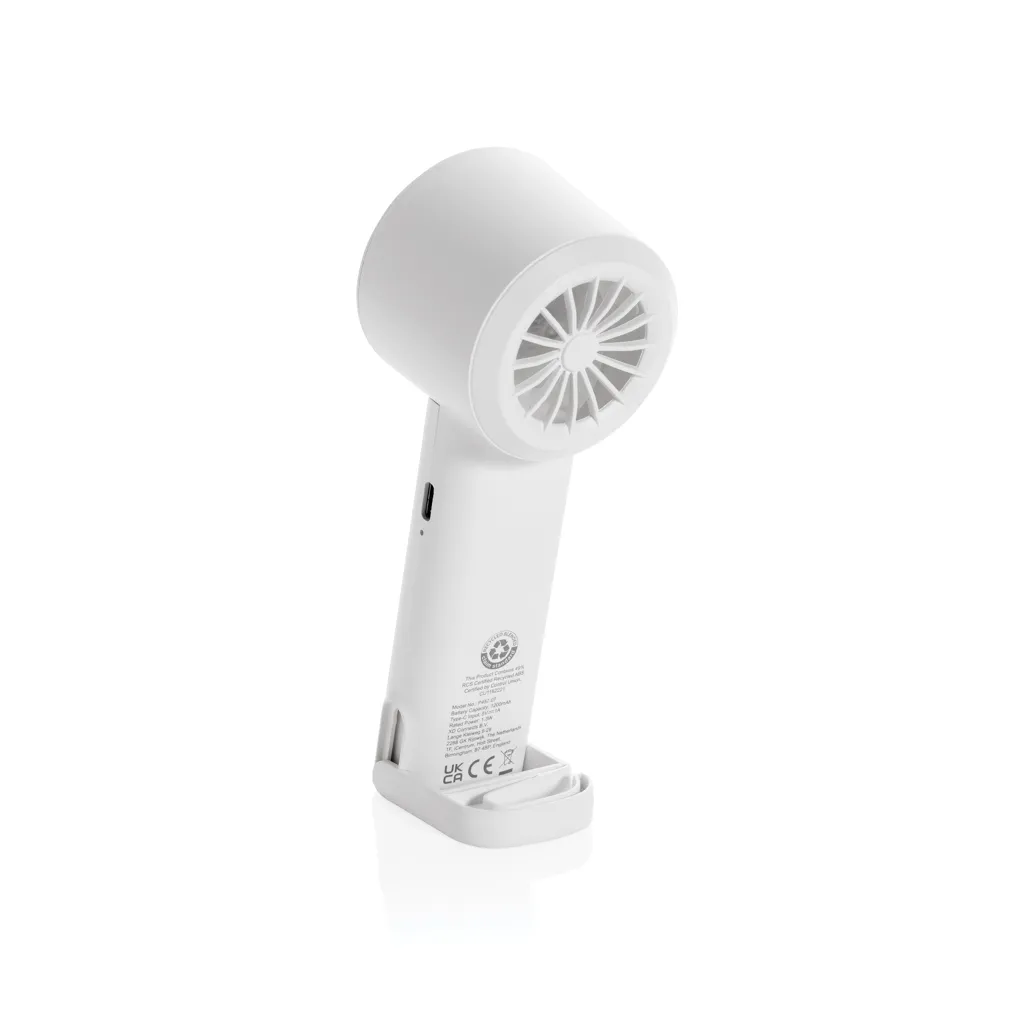 Twist wiederaufladbarer tragbarer Ventilator aus RCS rABS, weiß – Bild 2