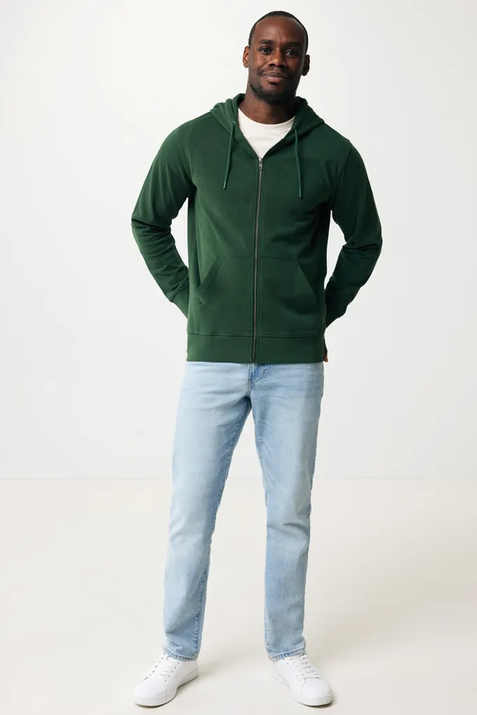 IQONIQ Abisko Zip-Kapuzenpullover aus recycelter Baumwolle, forest green – Bild 3