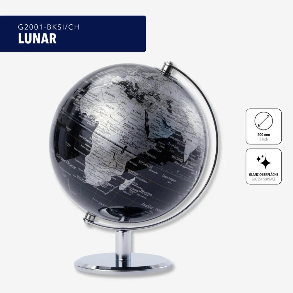 Globus LUNAR, schwarz/silberfarben – Bild 5
