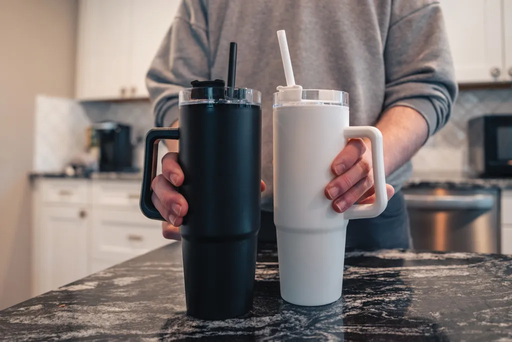 Tana Becher aus RCS recyceltem Kunststoff mit Griff 750ml, weiß – Bild 4