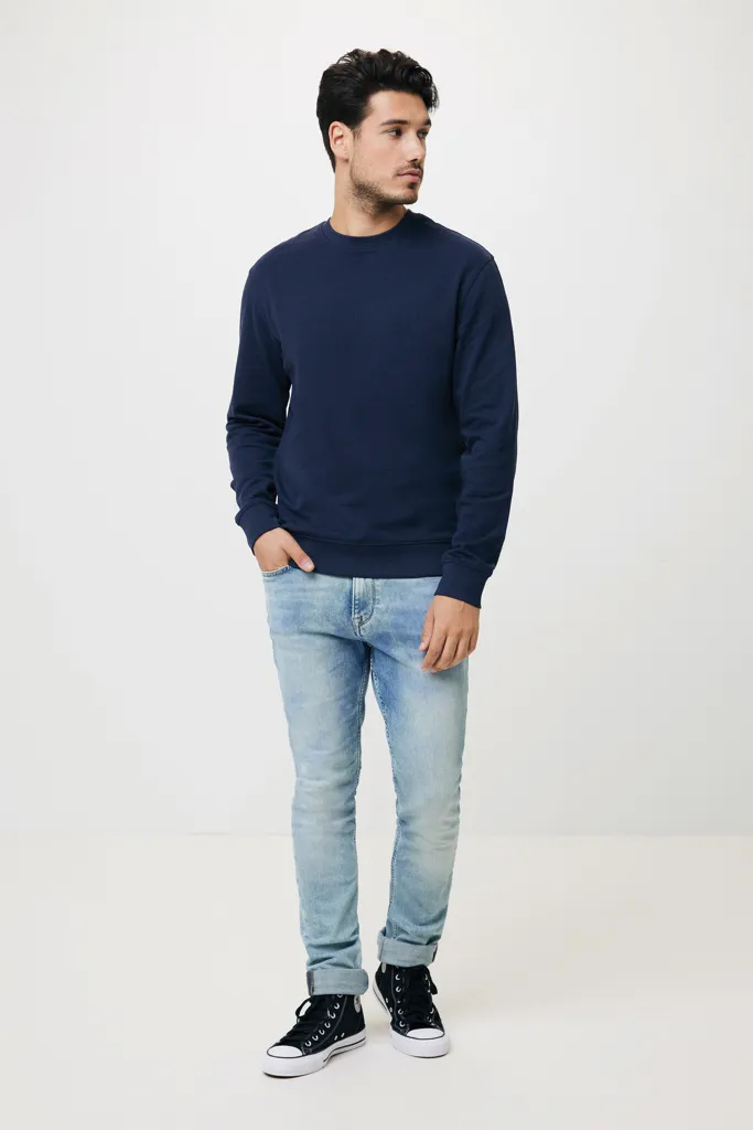 IQONIQ Zion Rundhals-Sweater aus recycelter Baumwolle, navy blau – Bild 4