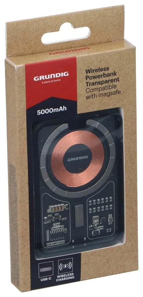 GRUNDIG Kabellose Powerbank 5000 mAh, Transparent – Bild 3