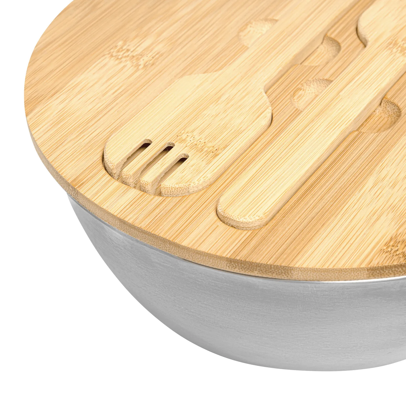 EAT HEALTHY - Salatschüssel braun, silber, braun, silber – Bild 5