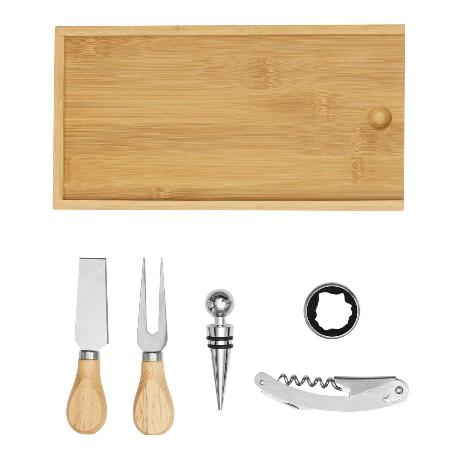 BAMBOO WINE - Wein- und Käseset braun, silber, braun, silber – Bild 3