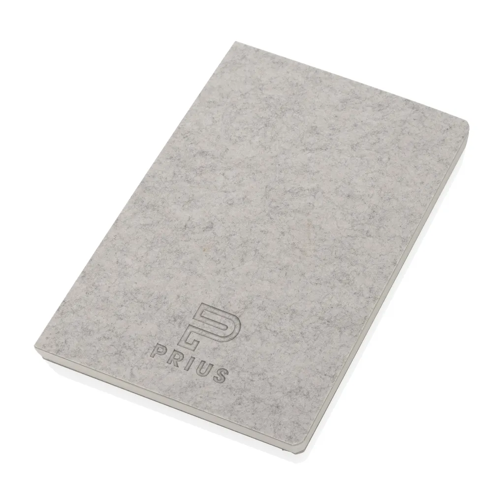 Phrase GRS-zertifiziertes A5-Notizbuch aus recyceltem Filz, grau – Bild 6