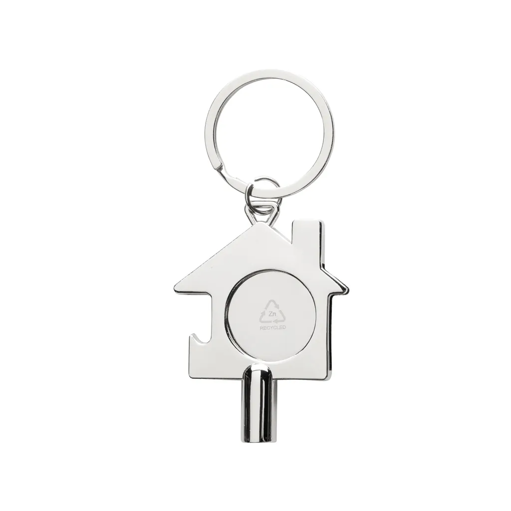 3-in-1 Schlüsselring aus RCS rec. Zinklegierung, silber – Bild 9