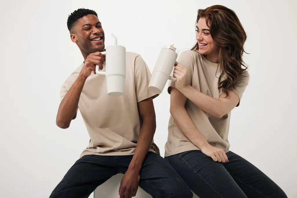 Tana Becher aus RCS recyceltem Kunststoff mit Griff 750ml, beige – Bild 3