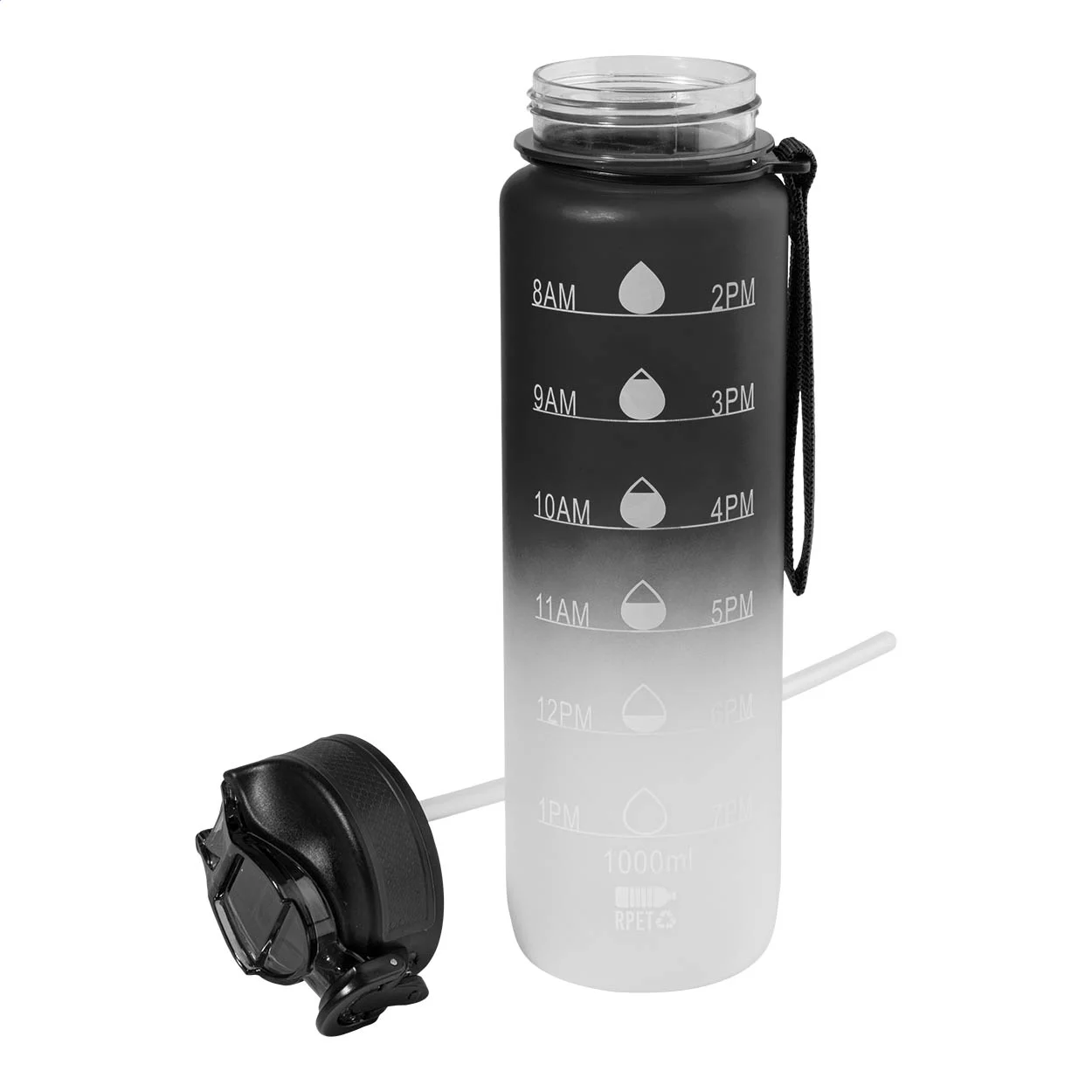 RPET Flasche mit Motivationsanzeige Sipgrade, schwarz – Bild 2