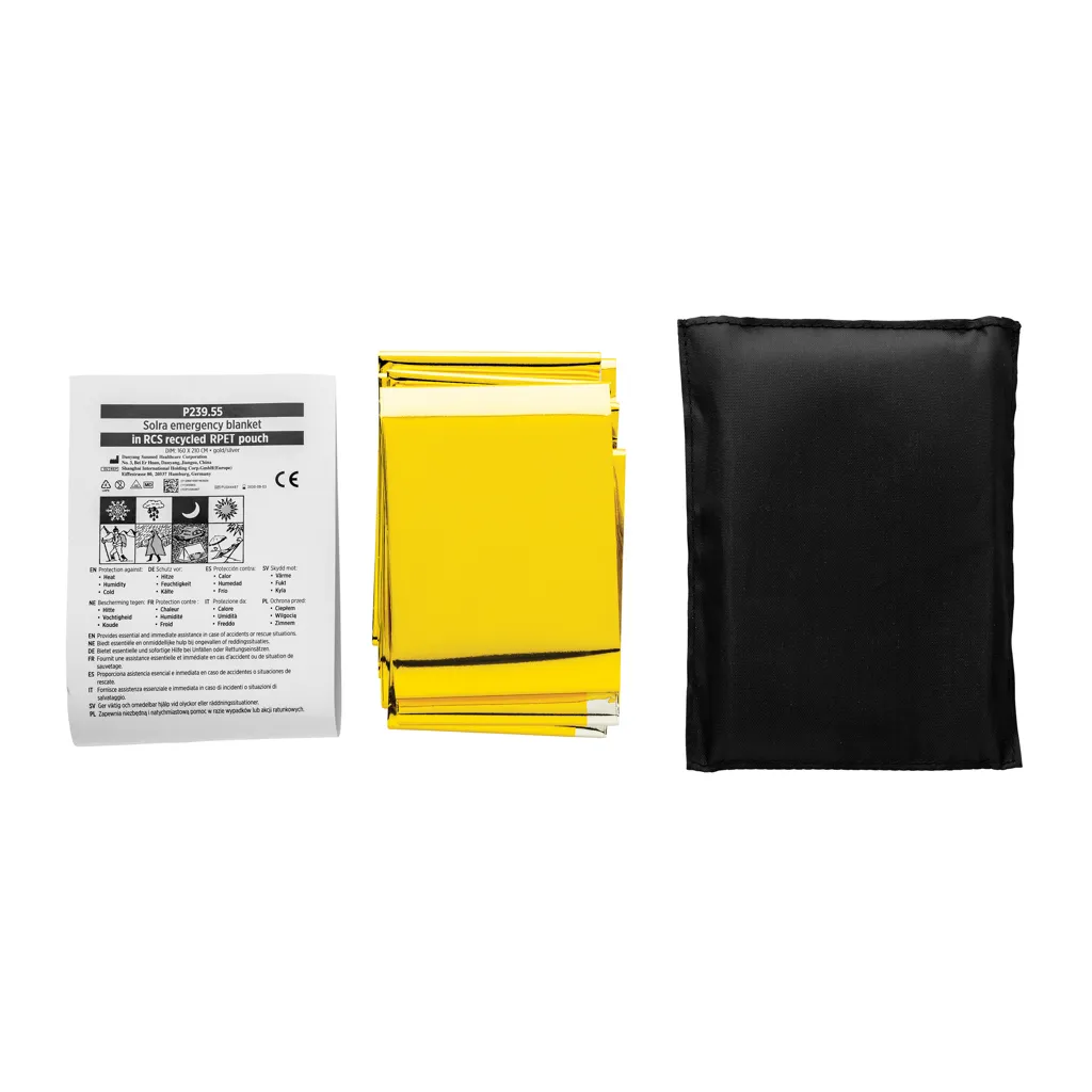 Solra-Rettungsdecke in RCS-Tasche aus recyceltem RPET, schwarz – Bild 3