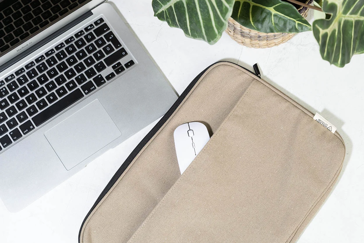 Recycelten Canvas Laptoptasche Rebyss Comp, beige – Bild 9