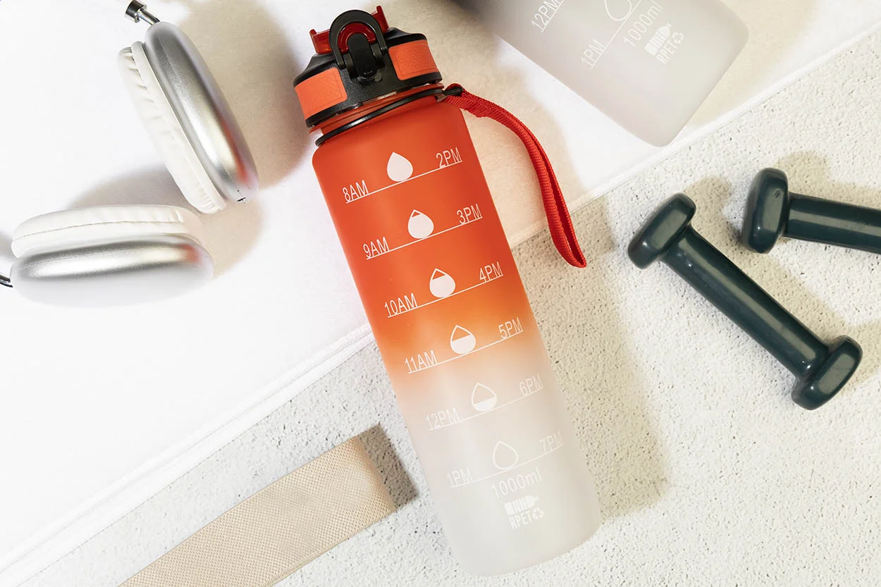 RPET Flasche mit Motivationsanzeige Sipgrade, rot – Bild 5
