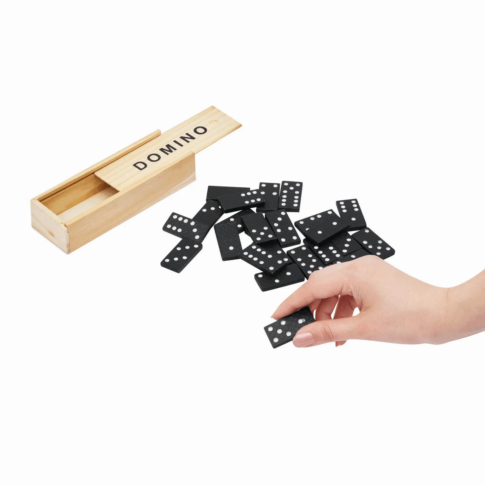 DOMINO - Klassisches Spiel holz, schwarz, holz, schwarz – Bild 4