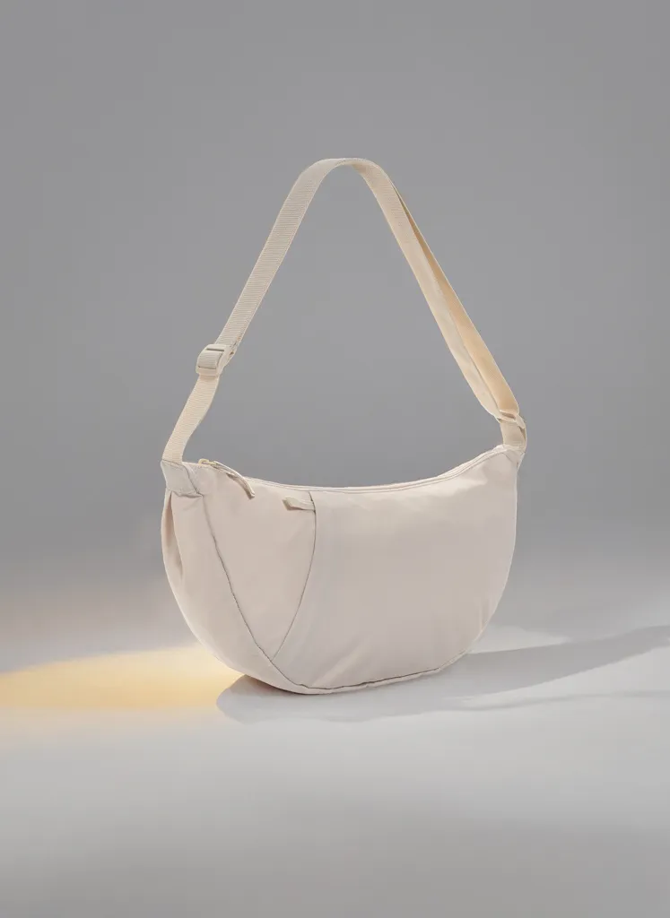 Crescent XL AWARE™ RPET Half-Moon Sling Tasche, beige – Bild 6
