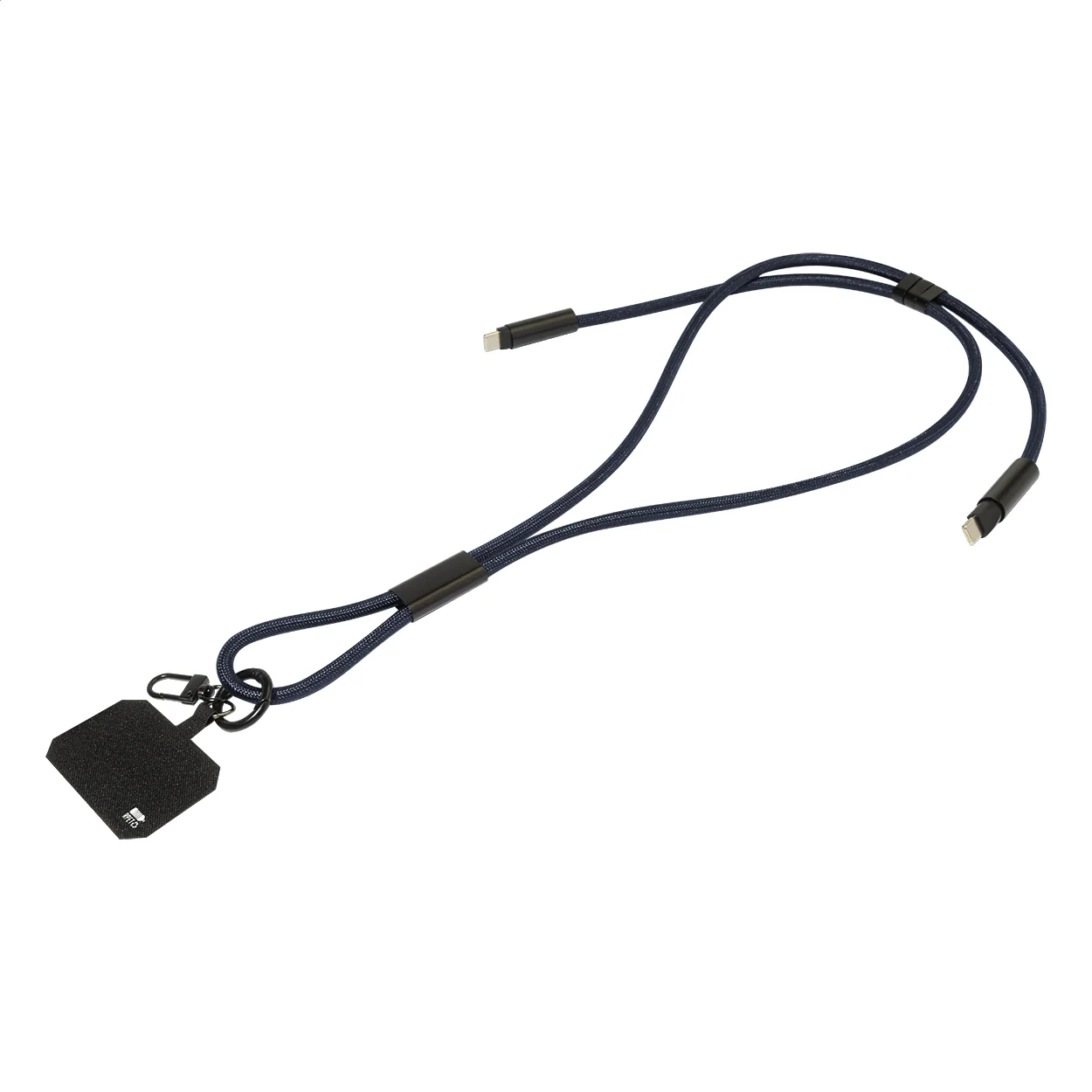 60W Lanyard mit Lade- und Datenkabel aus RPET HolCharge, dunkelblau – Bild 2