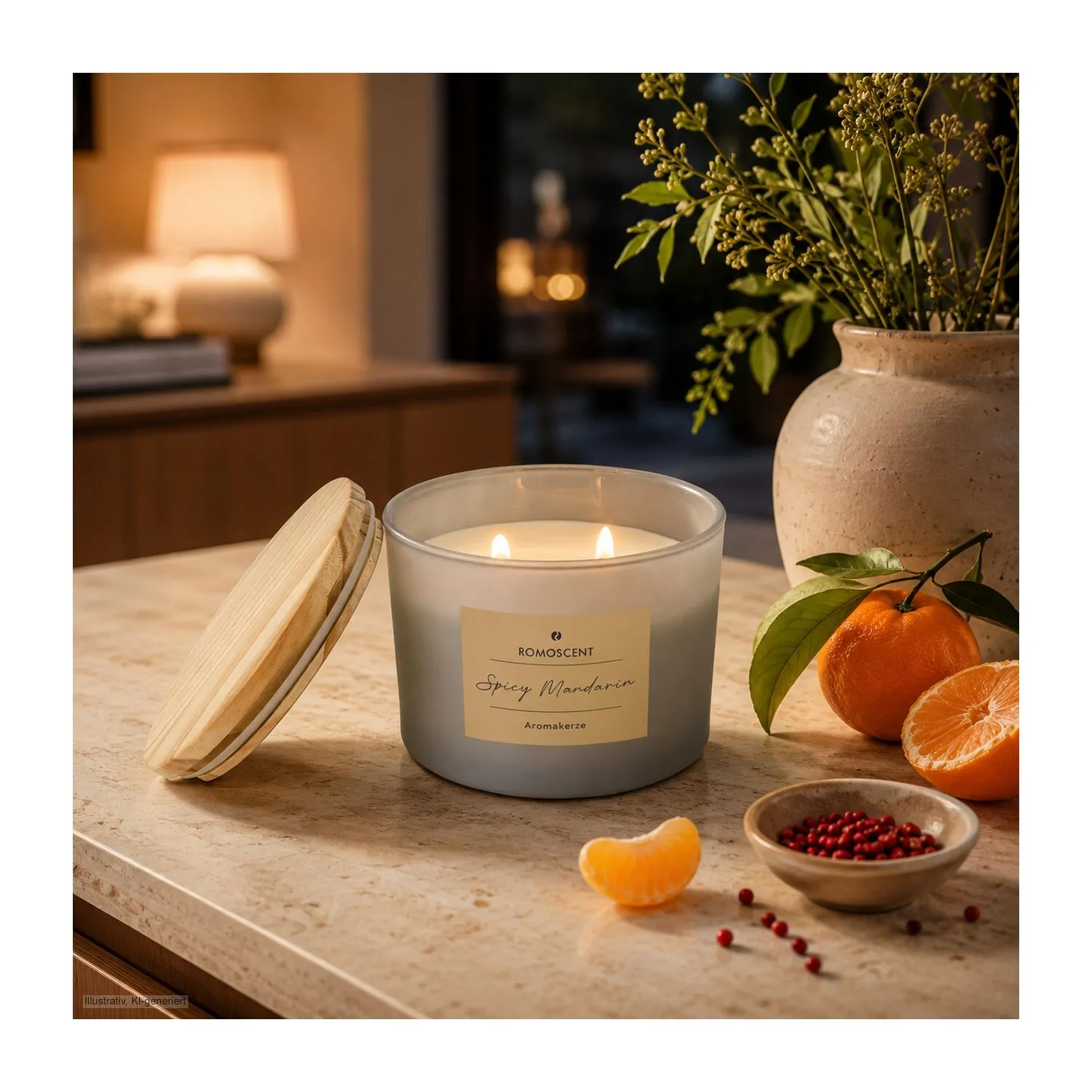 ROMOSCENT® Aromakerze Spicy Mandarin, grau – Bild 17