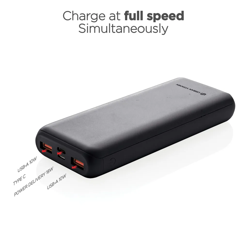 Urban Vitamin Pasadena 20.000mAh 18W PD Powerbank, schwarz – Bild 2