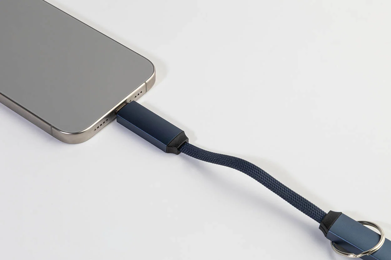 Schlüsselanhänger Keycab mit 60W USB-C-Kabel, dunkelblau – Bild 5