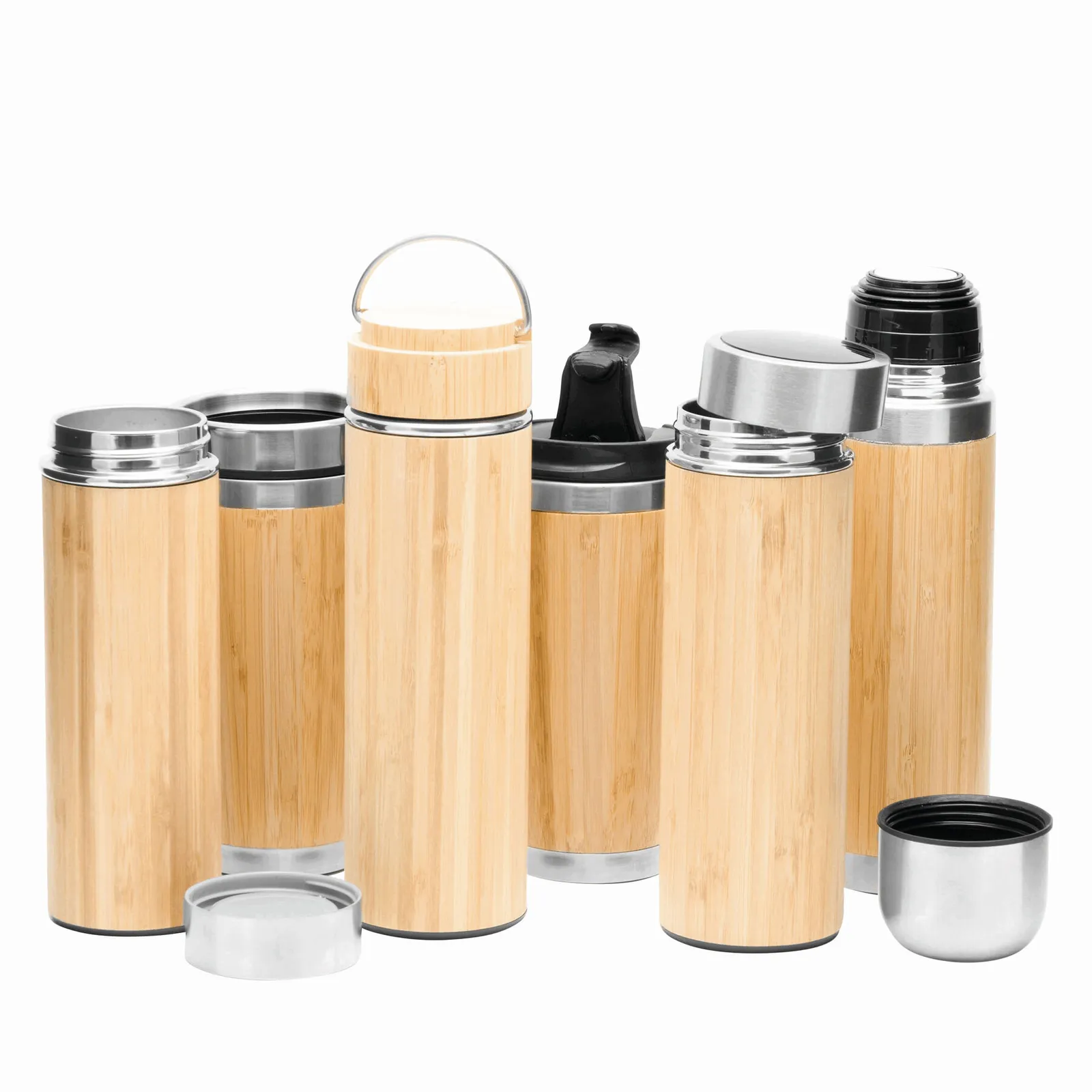 BAMBOO GO - Isolierflasche braun, silber, braun, silber – Bild 7