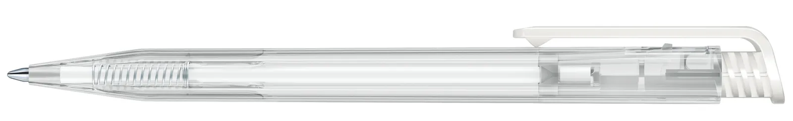 Super Hit Clear Druckkugelschreiber, Weiß - Clear – Bild 4