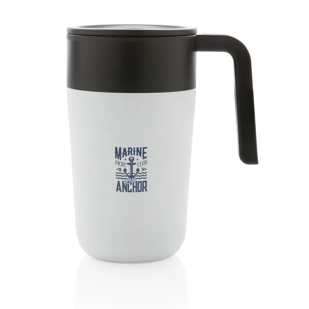 GRS recycelte PP und Stainless Steel Tasse mit Griff, weiß – Bild 2