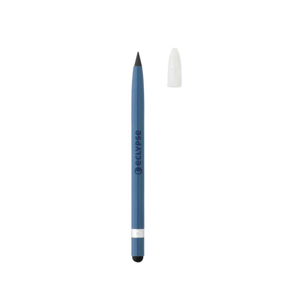 Tintenloser Stift aus Aluminium mit Radiergummi, blau – Bild 3