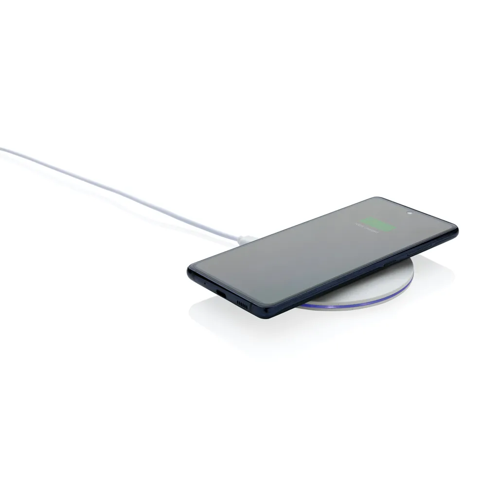 15W-Wireless-Fast-Charger aus recyceltem RCS-Kunststoff, weiß – Bild 2