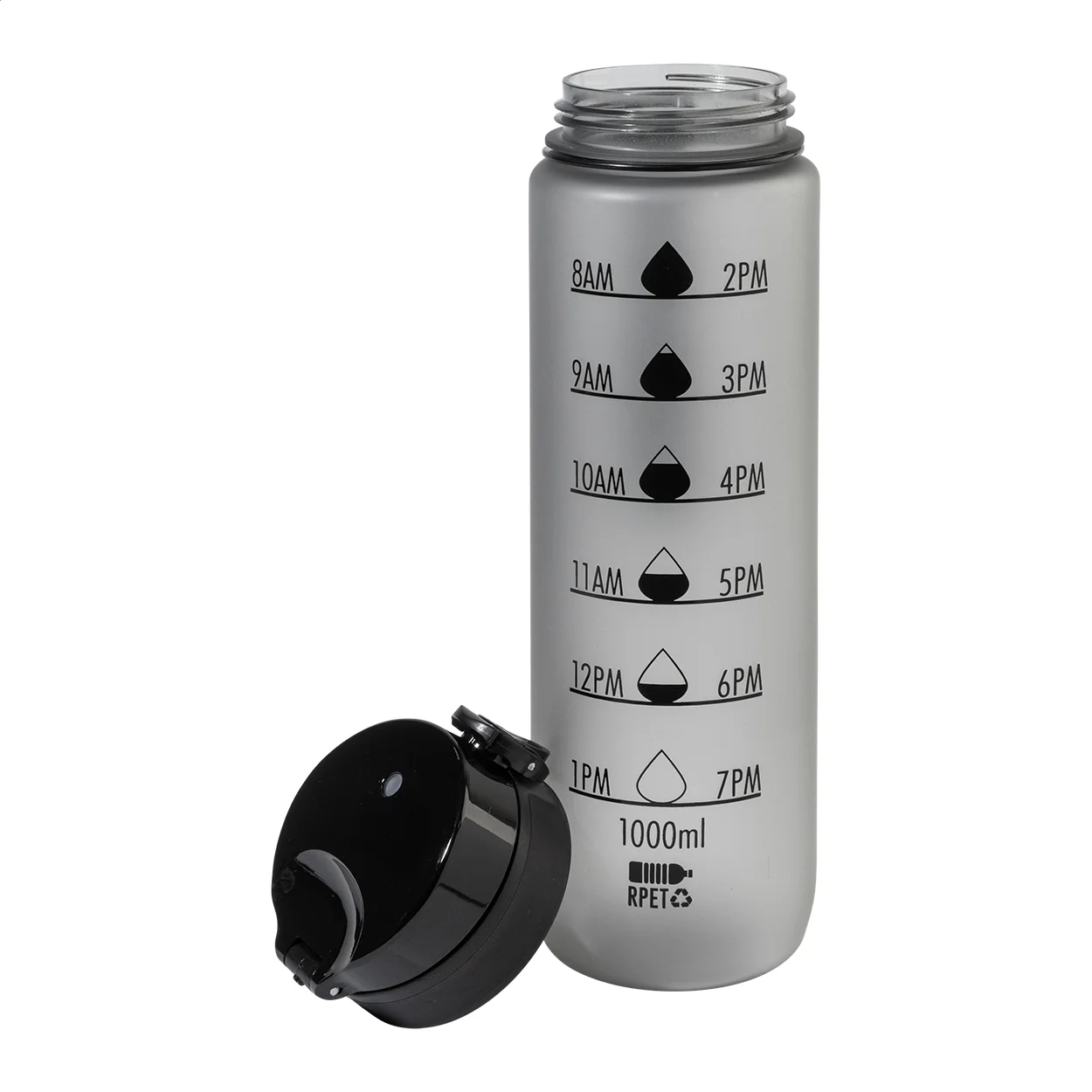 RPET Flasche mit Motivationsanzeige Sipcount, schwarz – Bild 3