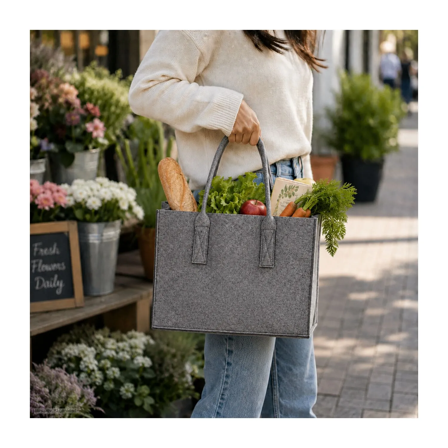 ROMINOX® Vegane Filztasche // Relana, grau – Bild 8