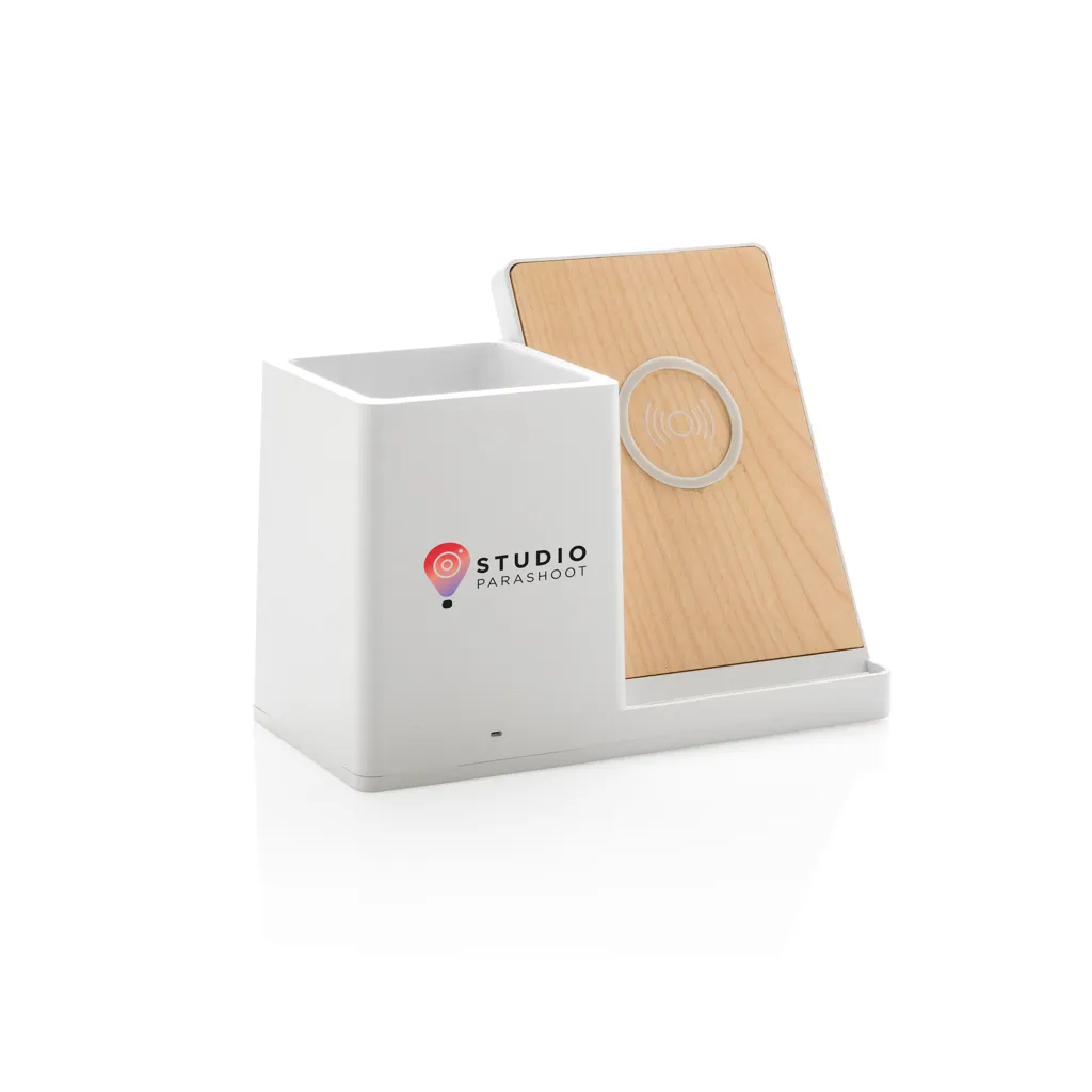 Ontario 10W Wireless Charger aus Bambus und RCS Kunststoff, weiß – Bild 7