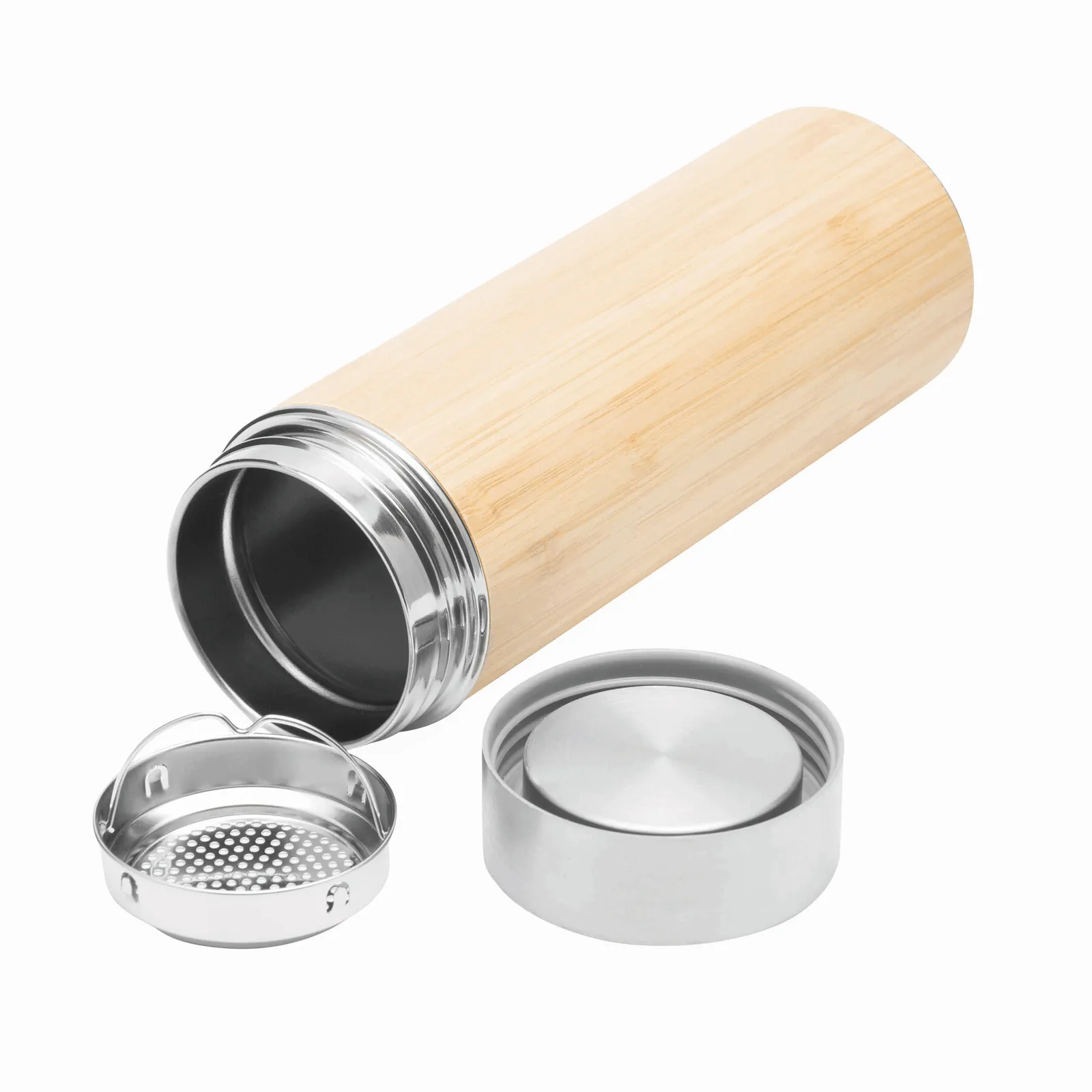 BAMBOO TEMP - Isolierflasche braun, silber, braun, silber – Bild 5