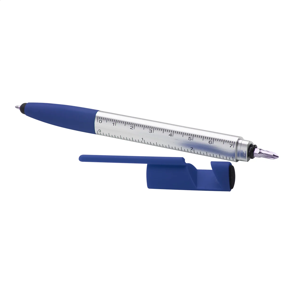 Touchpen Handy mit Kugelschreiber, blau, silber – Bild 3