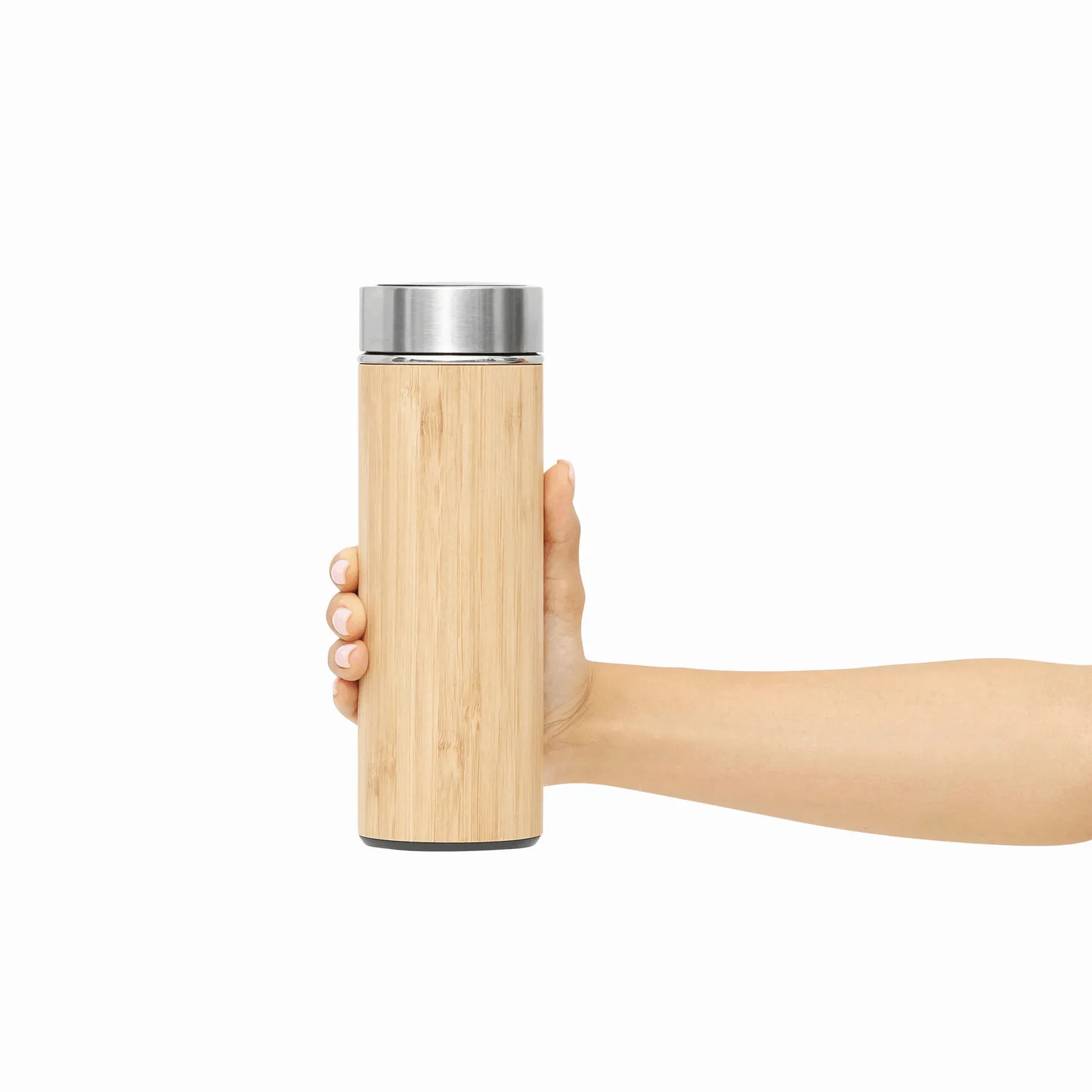BAMBOO TEMP - Isolierflasche braun, silber, braun, silber – Bild 6
