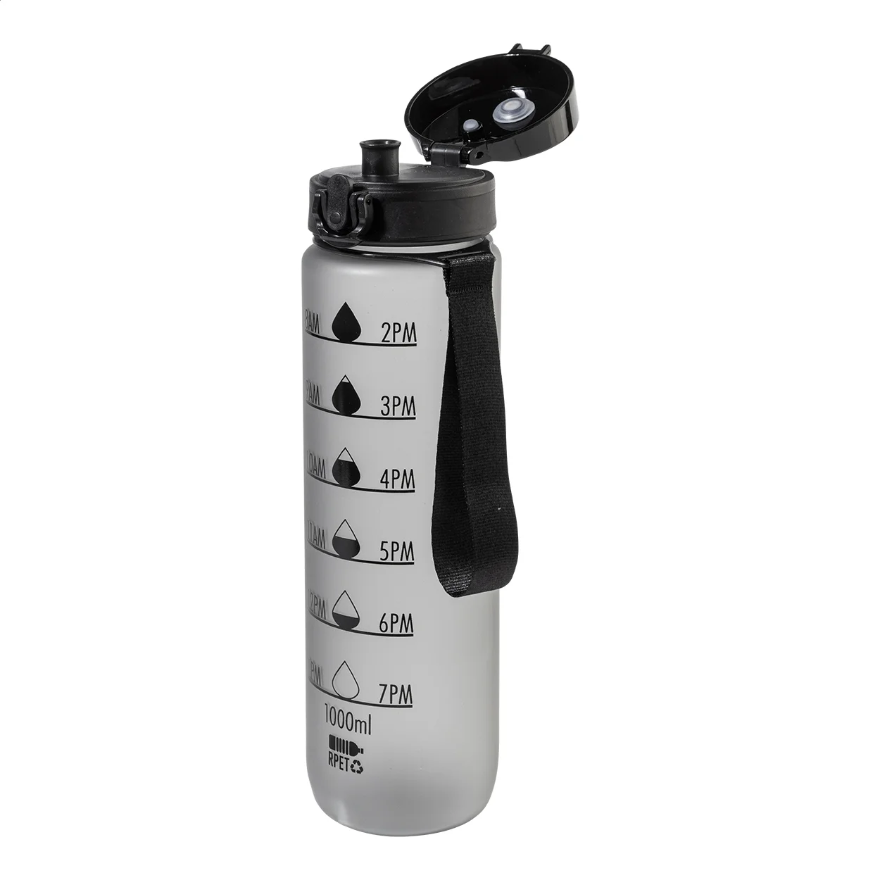 RPET Flasche mit Motivationsanzeige Sipcount, schwarz – Bild 2