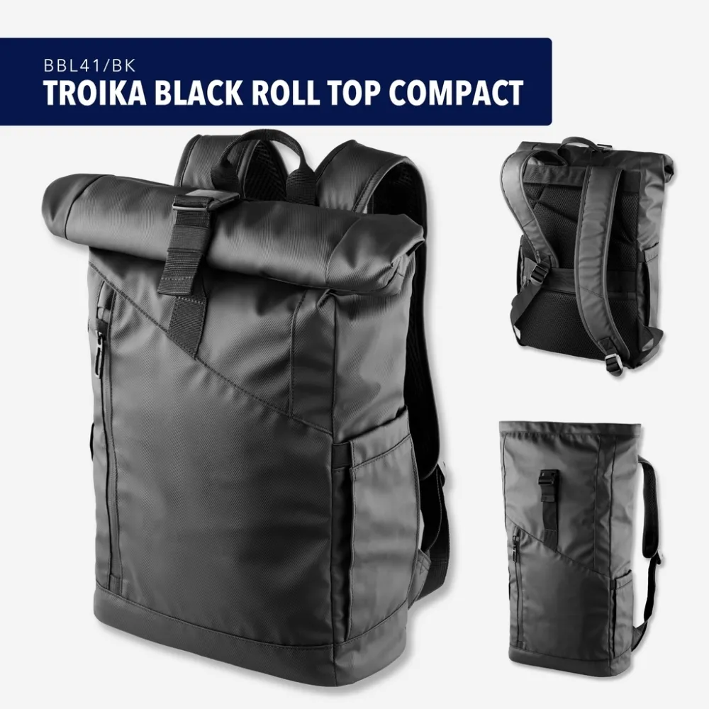 Roll Top Rucksack TROIKA BLACK ROLL TOP COMPACT, schwarz – Bild 9