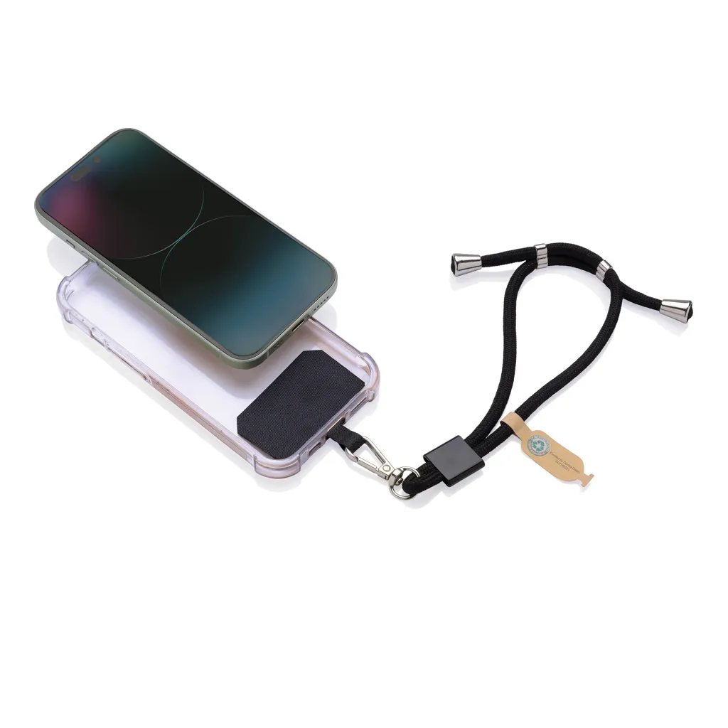CarryLoop verstellbares Handy-Handgelenksband aus RCS rPET, schwarz – Bild 2