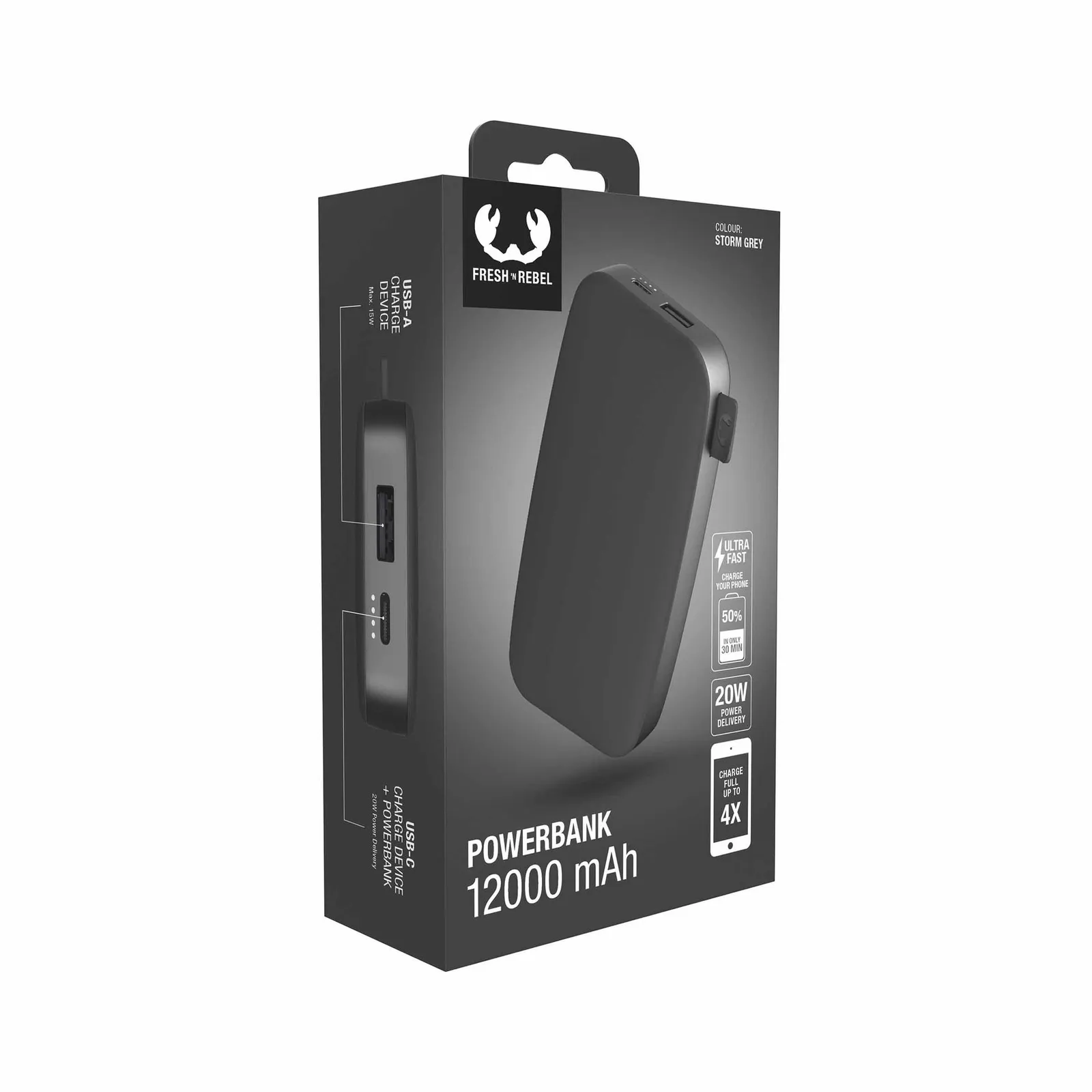 Fresh 'n Rebel Powerbank 12000 mAh USB-C, Sturmgrau – Bild 3