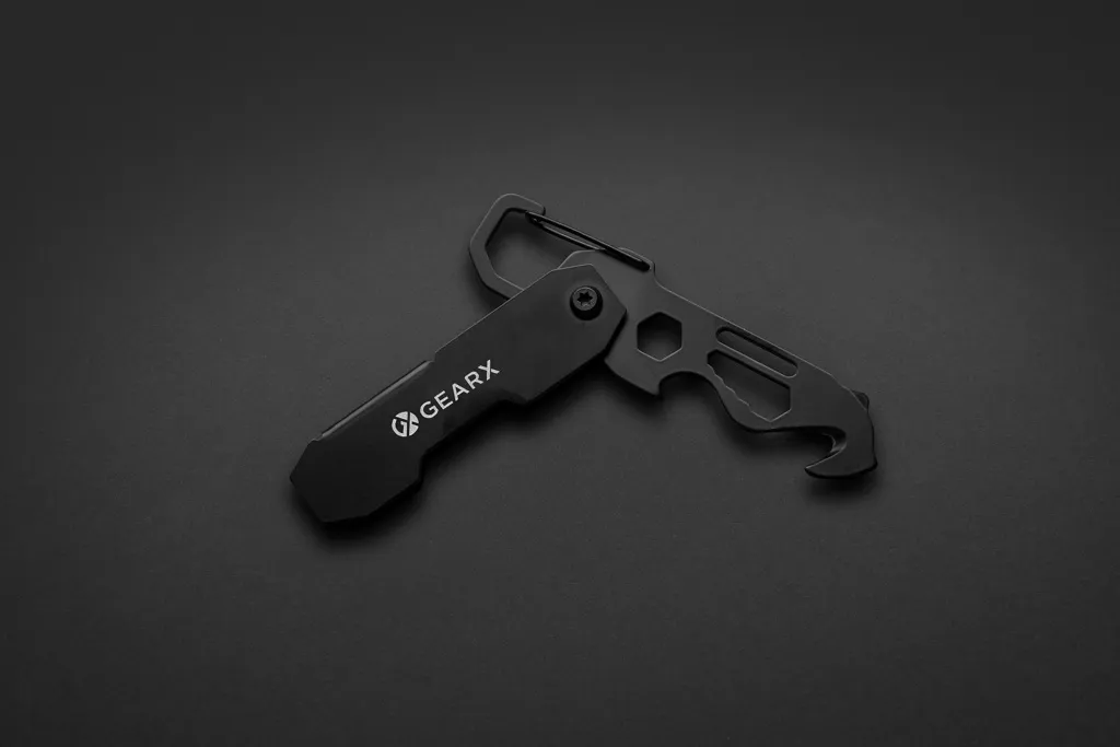 Gear X faltbares EDC-Werkzeug mit Kartonmesser & Karabiner, schwarz – Bild 6