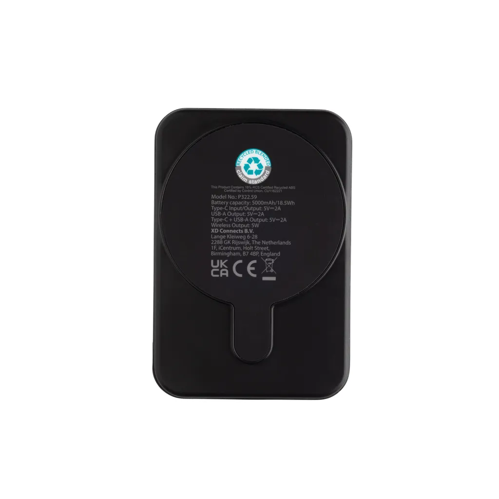 Stellar 5.000mAh 5W magnetische Powerbank aus RCS rec. ABS, schwarz – Bild 5