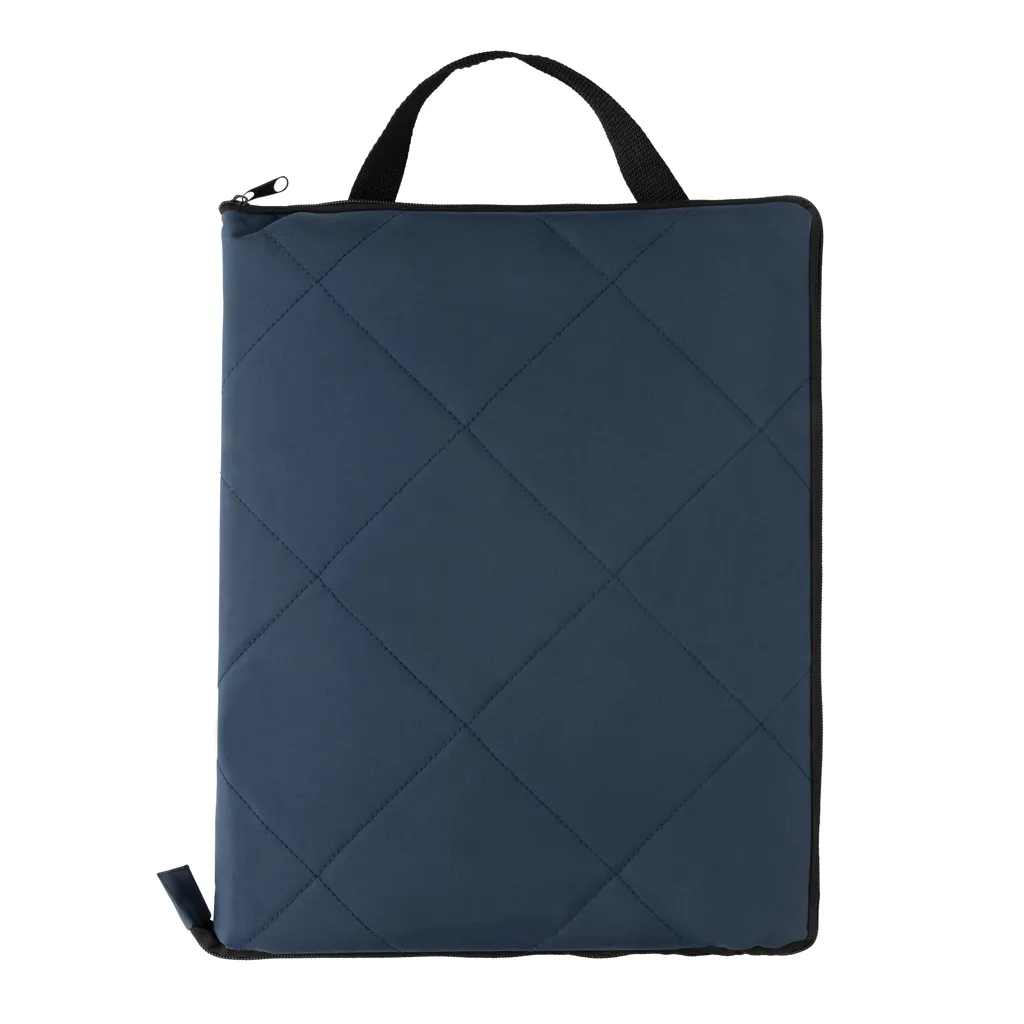 Impact Aware™ RPET faltbare, gesteppte Picknickdecke, navy blau – Bild 2