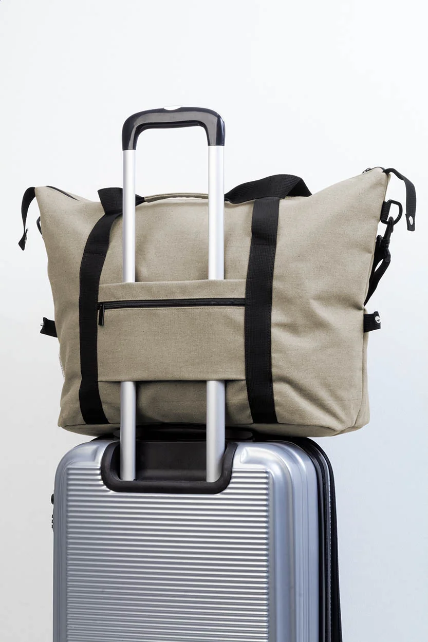 Recycelten Canvas Reisetasche Rebyss Travel, beige – Bild 10